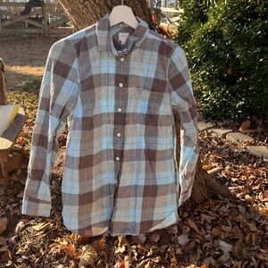 NWT J Crew Brown and Blue Plaid Women's Top